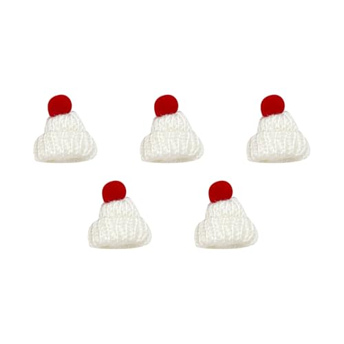 Feizikaw Party Accessoires Weihnachtsmütze, Mini-Schal, rot und grün, Weihnachtsfarbe, Ankleide-Anhänger, Finger, Wolle, dekorative Mütze (5 Stück) (C, 5x3cm) von Feizikaw