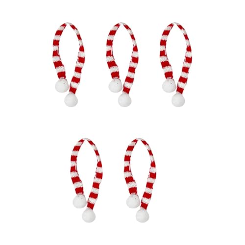 Feizikaw Party Accessoires Weihnachtsmütze, Mini-Schal, rot und grün, Weihnachtsfarbe, Ankleide-Anhänger, Finger, Wolle, dekorative Mütze (5 Stück) (E, 20cm) von Feizikaw
