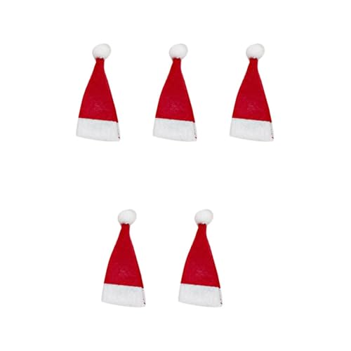 Feizikaw Party Accessoires Weihnachtsmütze, Mini-Schal, rot und grün, Weihnachtsfarbe, Ankleide-Anhänger, Finger, Wolle, dekorative Mütze (5 Stück) (G, 4x7cm) von Feizikaw