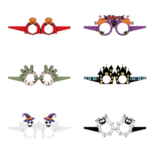 Feizikaw Party ZubehöR Halloween-Party! 6er-Pack Kinderbrillen, Foto-Requisiten und dekorative Papiergläser (Orange, 14x13cm) von Feizikaw