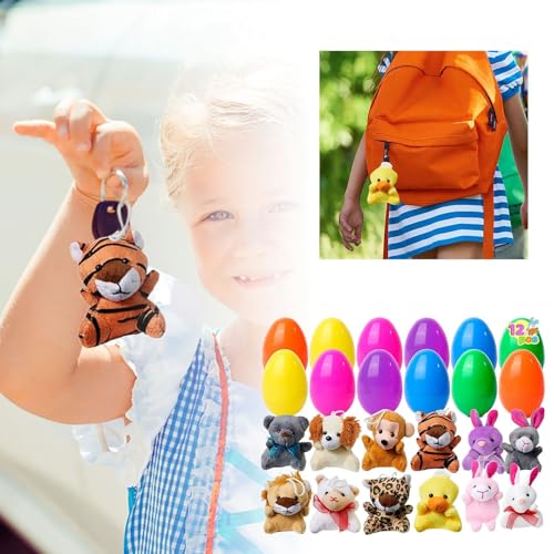 Feizikaw Party Zubehör 12-teiliges Osterhasen-Schlüsselanhänger-Überraschungsspielzeug – perfekt zum Befüllen von Ostereiern und für Partys mit Kindern (White, 5.96cm) von Feizikaw