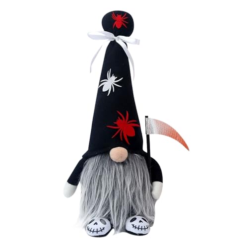 Feizikaw ​​Tischplatte Muster​​ Halloween Leuchtender Hut mit Fledermäusen Gnome Animatronic Prop für Partydekorationen (Black, 34x15cm) von Feizikaw