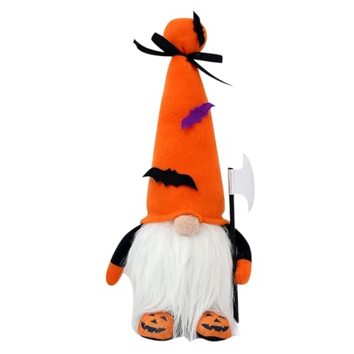 Feizikaw ​​Tischplatte Muster​​ Halloween Leuchtender Hut mit Fledermäusen Gnome Animatronic Prop für Partydekorationen (Orange, 34x15cm) von Feizikaw