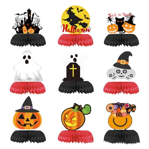 Halloween Deko Figuren Halloween Desktop Papier Ornament Für Zimmer Wohnzimmer Badezimmer Dekoration Saisonale Party Home Zubehör (Red, 18cm) von Feizikaw