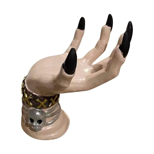 Halloween Deko Figuren Halloween-Snackschalenhalter mit Hexenhand, Kunstharz, Dekoration für den Innenbereich (Black, A) von Feizikaw