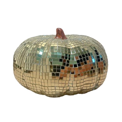 Halloween Deko Vogelkäfig Kürbis-, handgemachter Kürbis, Halloween-Dekoration, Heimdekoration, Disco-Kürbis für Dekor, Halloween, Urlaubsdekoration, Tischdekoration (Gold, 17x15cm) von Feizikaw