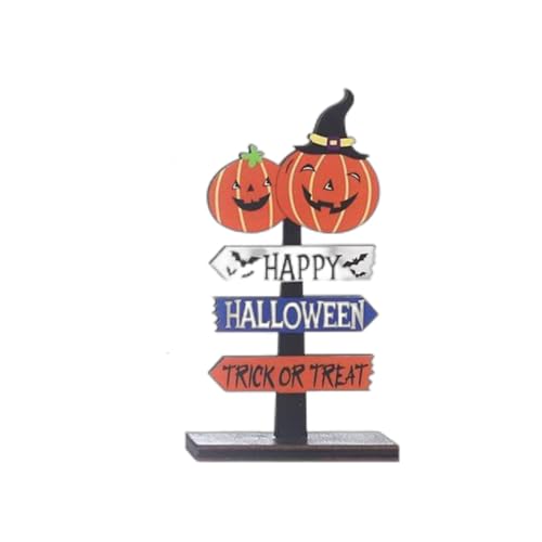 Halloween Dekoration Halloween Holz Dekor Kürbis Plaque Ornament Stil Tischplatte für festliche Anzeige (A, 14X8X4CM) von Feizikaw