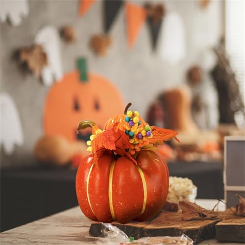 Halloween Dekoration Thanksgiving Kürbis Halloween Kürbis Kürbis Imitation Kürbis Geeignet Für Handwerk Herbst Halloween Thanksgiving Tisch Dekoration (Orange, 15 * 18cm) von Feizikaw