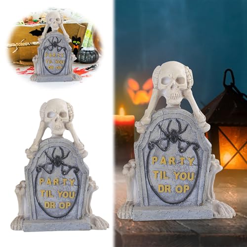 Halloween Fensterbank Deko Halloween Dekoration Harz Handwerk Geeignet Für Desktop Festival (White, 13.5x17.5cm) von Feizikaw