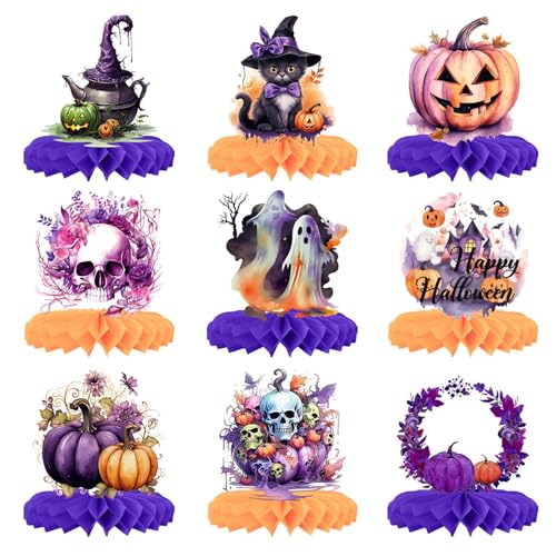 Halloween Frühlingsdeko Halloween Party Dekoration Kürbis Gespenst Ornament Festival Atmosphäre Geeignet Für Innen Dekoration (Purple, 20cm×18cm) von Feizikaw