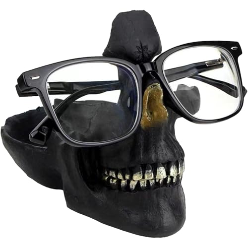 Halloween Holzfiguren Brillenständer in Skelett-Optik, kreativer Brillenhalter, Sonnenbrillen-Ausstellungsständer, Schlüsselhalter, Kunstharz-Skulpturen für den Eingangsbereich, (Black, One Size) von Feizikaw