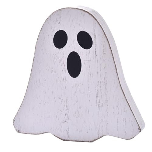 Halloween Holzfiguren Halloween-Dekor-Set aus Holz, 5-teilig, Kürbis, Fledermaus, Hexenhut, Süßigkeiten und Tischdekoration für Zuhause, Party oder (10 14 cm) (C, 10x10x1.5cm) von Feizikaw