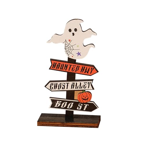 ​​Halloween Ornament​​ Halloween Holzdekoration für Festival Buchstabe Holz Ornament (White, 14X8CM) von Feizikaw
