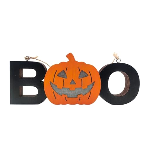 Halloween-Prunkstück​​ Kreatives Halloween-Buchstabenlicht aus Holz. Einzigartige festliche Dekoration für die Party zu Hause oder das Büro. Stilvolle Holzornamente, perfekt für (A, 22x9x3) von Feizikaw