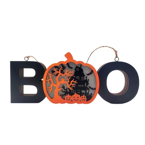 Halloween-Prunkstück​​ Kreatives Halloween-Buchstabenlicht aus Holz. Einzigartige festliche Dekoration für die Party zu Hause oder das Büro. Stilvolle Holzornamente, perfekt für (B, 22x9x3) von Feizikaw