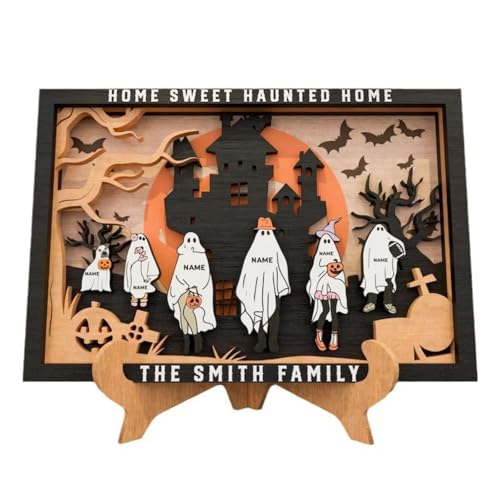 ​​Halloween-Schaustück​​ Halloween Thanksgiving Holz Handwerk Drei Desktop Ornamente Festliche Atmosphäre Layout Dekorationen (Coffee, 30x20x1) von Feizikaw
