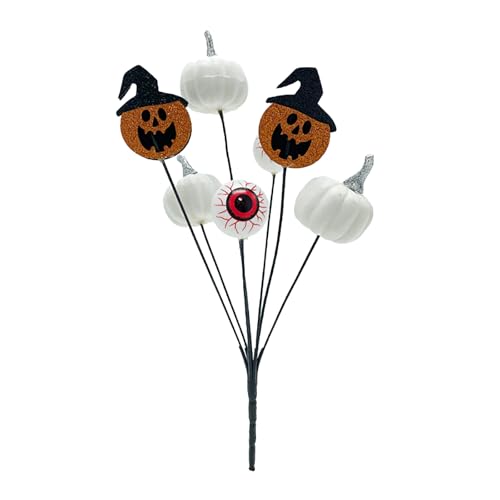 Halloween Schreibtisch-Ornament Halloween-Dekorationen, Halloween-Picks mit schwarzen Blumen, Picks mit Kürbissen, Augapfel-Blumenpicks und -sprays, Zweige für Vasen, Tafelaufsatz für (A, 35x26x3) von Feizikaw