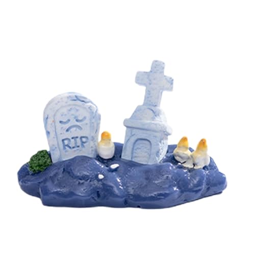 Halloween Schreibtisch-Ornament Halloween Mikro Dekoration Baum Glas Grab Kürbis Harz Handwerk (White, 6.2x3.4cm) von Feizikaw