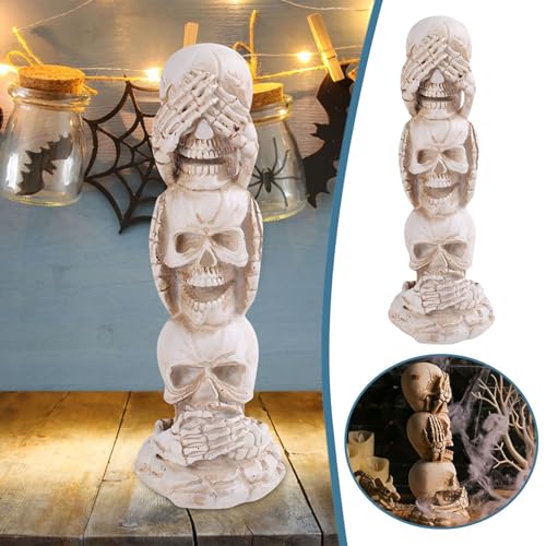 Halloween Tischdeko Sommer Halloween Harz Ornamente Halloween Dekoration Desktop Dekoration Requisiten (Beige, One Size) von Feizikaw
