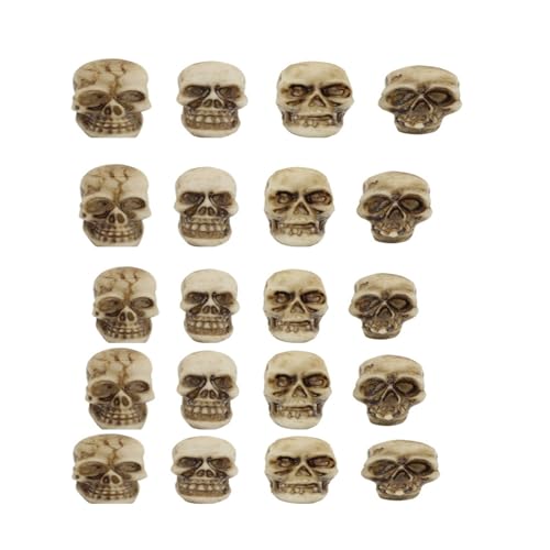 Halloween-Tischdekoration​​ 20-teiliges Halloween-Miniatur-Skelett-Set, Halloween-Festival, Blumentopf, Pflasterstein, Skelett-Dekoration, Mini-Kopf-Dekor, Blumentopf-Requisiten für (Beige, 1.8X1X1cm) von Feizikaw