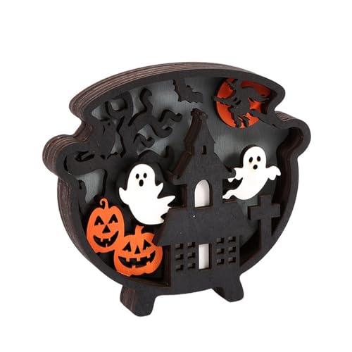 Halloween Tischdekoration​​ Kürbis-Ornamente, Halloween-Tischdekoration, Heimdekoration, Halloween-Kürbis, dekorativer Holzkürbis, Halloween-Ornament, Kürbis-Verzierungen, (B, 15x14x2.3cm) von Feizikaw