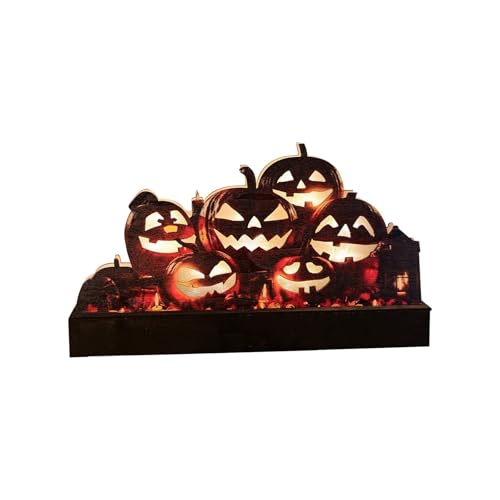 Halloween-Tischdekorationselement​​ Halloween Dekoration Requisiten Layout Halloween Party leuchtende Holz Ornamente (Orange, 29x16.5x5cm) von Feizikaw