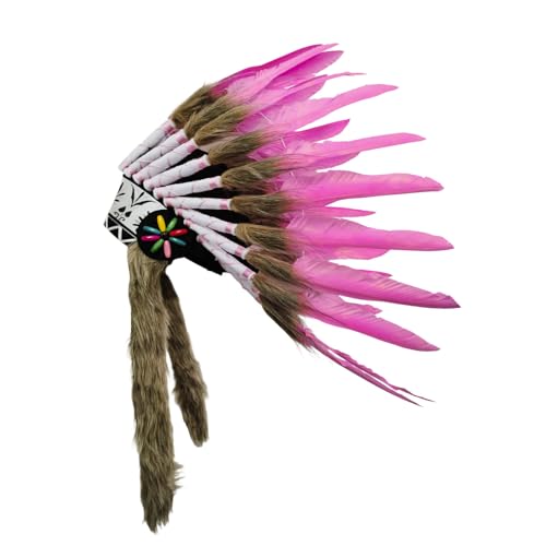 Hochzeit Accessoires Indischer Hut, dekorativer Federkopfschmuck für Bühnenauftritte, Festivals, Halloween (43x30 cm) von Feizikaw