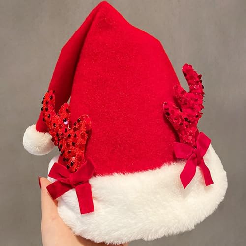 Hochzeit Accessoires Süße Weihnachtsmütze für Kinder und Erwachsene Weihnachtsmannmützen & Schneemann-Kostümzubehör (B, 31.5X44cm) von Feizikaw