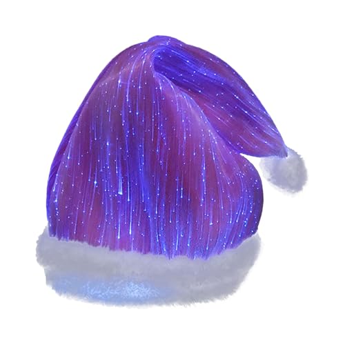 Hochzeit Party Zubehör LED-Weihnachtsmütze aus Faser: Glitzernde Weihnachtsmannmütze mit farbenfroher Lichtshow, festliche Kleidung für Partys und Feiern, perfekt für Kinder und (B, 43X29cm) von Feizikaw