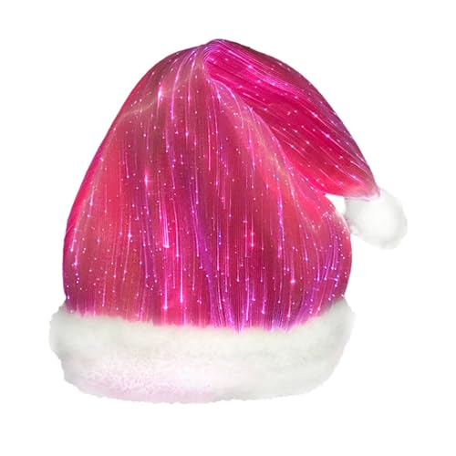 Hochzeit Party Zubehör LED-Weihnachtsmütze aus Faser: Glitzernde Weihnachtsmannmütze mit farbenfroher Lichtshow, festliche Kleidung für Partys und Feiern, perfekt für Kinder und (D, 43X29cm) von Feizikaw