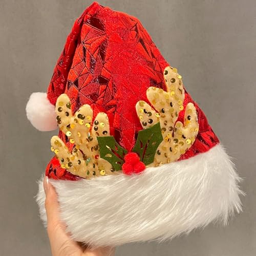 Hochzeit Party Zubehör Süße Weihnachtsmütze für Kinder und Erwachsene Weihnachtsmannmützen & Schneemann-Kostümzubehör (A, 31.5X44cm) von Feizikaw