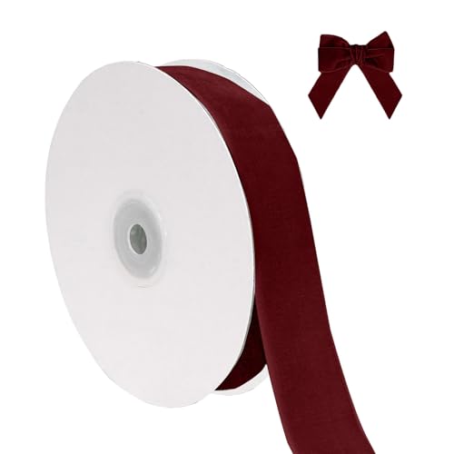 Hochzeit Party Zubehör Weihnachtliches Samtband zum Verpacken von Christbaumschmuck, 2,5 cm breit, insgesamt 9,1 m dünner Stoff für Hochzeitseinladungen (F, One Size) von Feizikaw