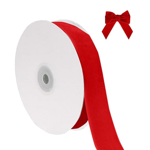 Hochzeit Party Zubehör Weihnachtliches Samtband zum Verpacken von Christbaumschmuck, 2,5 cm breit, insgesamt 9,1 m dünner Stoff für Hochzeitseinladungen (J, 914x2.5cm) von Feizikaw