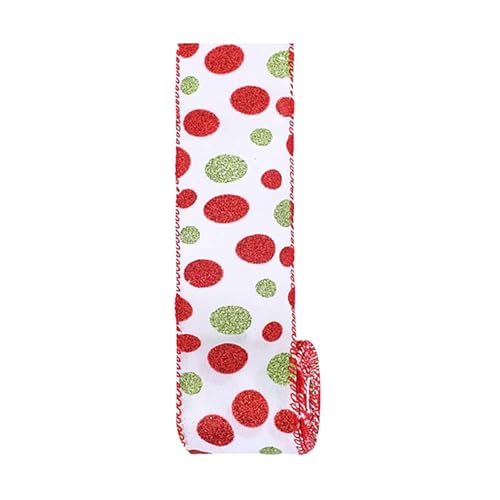 Party Accessoires Lustig Weihnachtsseidenband, 6,3 cm, gepunktetes Wirbel-Stoffband, Weihnachtsband, DIY-Christbaumschmuck, Weihnachtsparty-Dekoration (A, 6.3cm) von Feizikaw