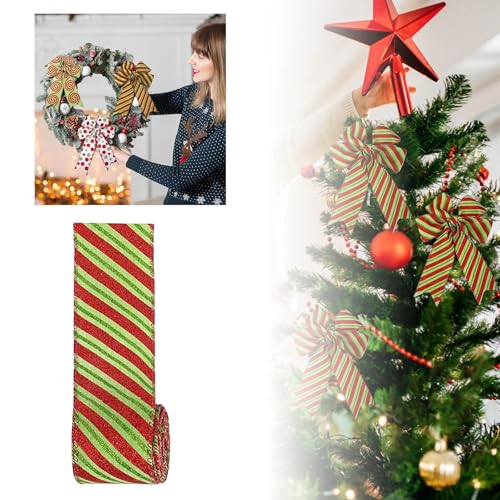 Party Accessoires Lustig Weihnachtsseidenband, 6,3 cm, gepunktetes Wirbel-Stoffband, Weihnachtsband, DIY-Christbaumschmuck, Weihnachtsparty-Dekoration (B, 6.3cm) von Feizikaw