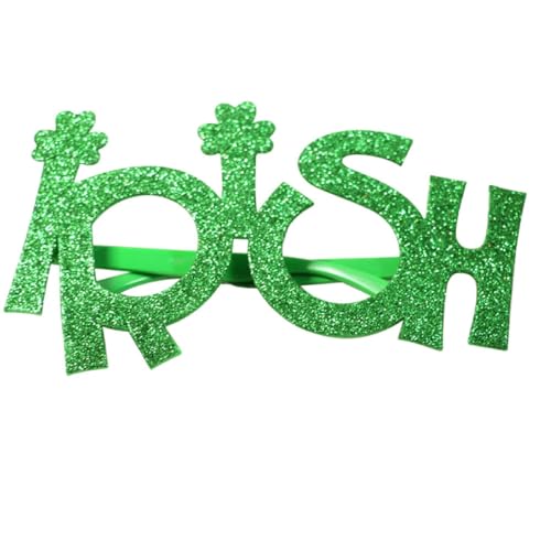 Party Accessoires St. Patrick Brille Irische Brillen St. Patricks Day St. Patricks Day Glitzerglas Neuheit St. Patricks Glasbrille Sonnenbrille Partyglas Dekorieren Modellieren (Green, 15x15cm) von Feizikaw