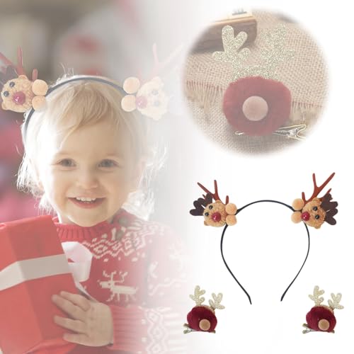 Party Zubehör Universelles Weihnachts-Rentier-Stirnband für Kinder Erwachsene, Kostümzubehör für Weihnachtsfeiern, Rentier-Stirnband, Haarspange für Hirsche, Partyzubehör für Feiertage (Coffee, 19x16) von Feizikaw