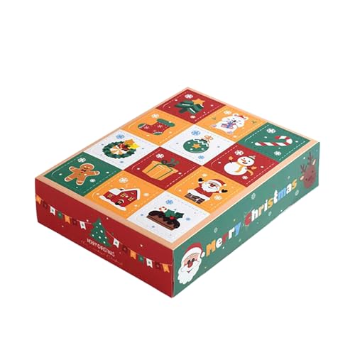Party Zubehör Weihnachtsankunftskalender, kann 12 leere Countdown-Kalender füllen, klein, dekorativ, geeignet als Feiertagsdekoration, Weihnachtsfeierzubehör (Red, 13X17X4CM) von Feizikaw