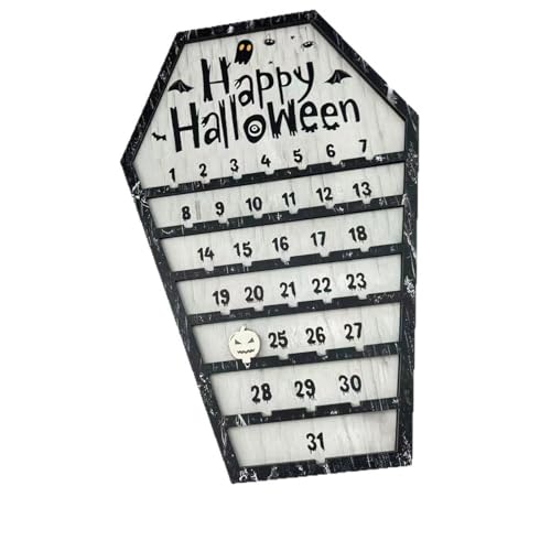 ​​Tischoberfläche Ornament​​ Halloween Countdown-Kalender Holz Desktop Ornament Design Form Hause Für Zimmer Wohnzimmer (Grey, 30cm) von Feizikaw