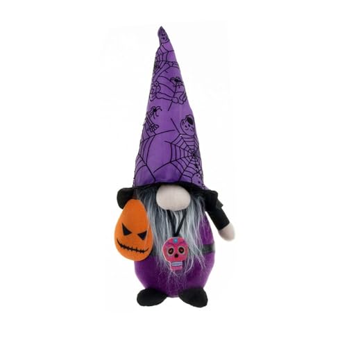 ​​Tischoberseite Motiv​​ Halloween Dekorationen Set Hut mit & Design gesichtslosen alten Mann Puppe gruselige Party Requisiten für zu Hause (Purple, 33x14cm) von Feizikaw