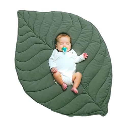 Felenny Baby Baumwolle Spielmatte Waschbar Kinderzimmer Teppich Neugeborene Krabbelunterlage Aktivitätsteppich für Babyzimmer Dekoration, Blattformen Boden Laufstall Matte 56. 3x42 2,5 cm von Felenny