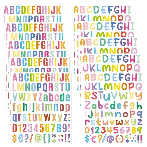 Feliciay 10 Blatt Alphabet-Zahlen-Aufkleber-Set, bunte selbstklebende Buchstaben-Aufkleber für Kinder, Dekorationskunst, Bastelarbeiten, Geschenkverpackung, Dekoration, Scrapbooking, Aufkleber für von Feliciay