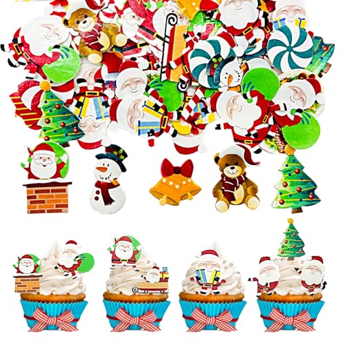 Feliciay 60 Stück Essbare Weihnachten Tortendeko,Esspapier Tortendeko Weihnachten,Weihnachten Cupcake Topper,Essbare Weihnachten für Torte,Deko Torte für Weihnachten Cupcakes,Kuchen,Muffins,Party Deko Feliciay 60 Stück Essbare Weihnachten Tortendeko,Esspapier Tortendeko Weihnachten,Weihnachten Cupcake Topper,Essbare Weihnachten für Torte,Deko Torte für Weihnachten Cupcakes,Kuchen,Muffins,Party Deko von Feliciay