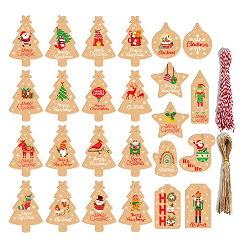 Feliciay Geschenkanhänger Weihnachten, 100 Stück Weihnachten Kraftpapier Tags, Mit 50pcs Juteseil und 50pcs Rotem Baumwollseil Schneeflocke Elch für Weihnachts Label Paket Name Karte,Weihnachtsbaum Feliciay Geschenkanhänger Weihnachten, 100 Stück Weihnachten Kraftpapier Tags, Mit 50pcs Juteseil und 50pcs Rotem Baumwollseil Schneeflocke Elch für Weihnachts Label Paket Name Karte,Weihnachtsbaum von Feliciay