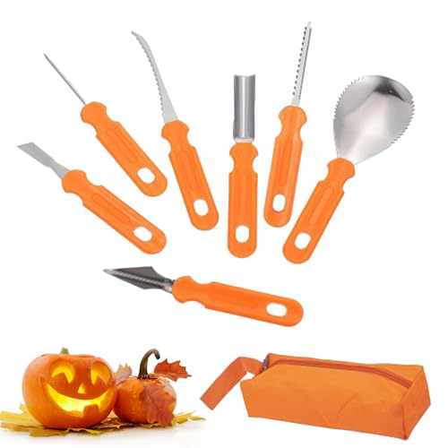 Fellflying Halloween Kürbis Schnitzset Komplettset - Robuste Schnitzwerkzeuge | Tragbar Für Bastler Lehrer Veranstalter Familien von Fellflying