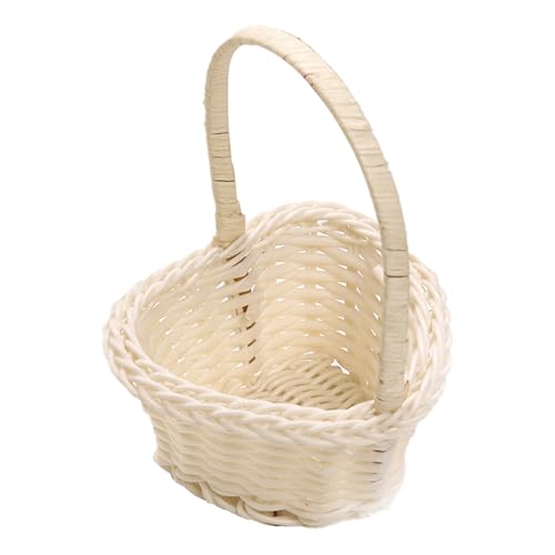 Fellflying -Webkörbe, Hochzeits-Blumenkorb, 10 X 6 cm, Herzförmiger, Gewebter Korb Mit Griff, Rattan-Körbe Oster-Süßigkeitskorb, Blumenmädchen-Körbe Für Hochzeit, Ostern, Valentinstag von Fellflying