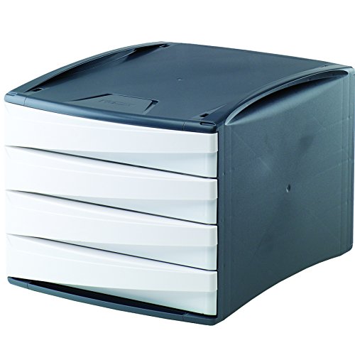 Fellowes G2Desk mit 4 Schubladen aus 80% Recyclingmaterial, dunkelgrau/weiß von BANKERS BOX