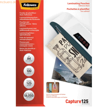 Fellowes Laminierfolie Mikron Peel & Stick 125mic A4 VE=100 Stück von Fellowes