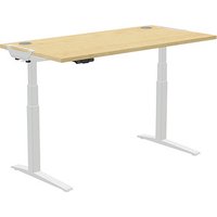 Fellowes Levado elektrisch höhenverstellbarer Schreibtisch ahorn rechteckig, C-Fuß-Gestell silber 160,0 x 80,0 cm von Fellowes