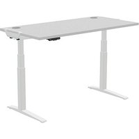 Fellowes Levado elektrisch höhenverstellbarer Schreibtisch grau rechteckig, C-Fuß-Gestell weiß 180,0 x 80,0 cm von Fellowes